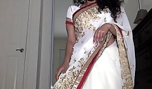 Desi Dhabi in Saree possessions Naked and Plays about Hairy Pussy