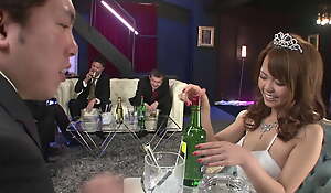 Retrench offers Young Japanese Bride, for gangbang right after the wedding in a Bar with invited forebears Public ready to fuck his wi
