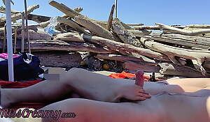 Daring Blowjob on the Canary Beach Almost caught - MissCreamy