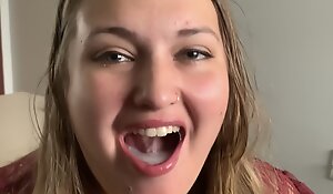 Wife Swallows Cum relating to a Smile.  Deepthroat Blowjob, swallow relating to a smile!