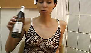 Slim German slut get her face covered with cum after a deep have a passion