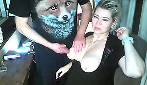 The old Fox squeezes the tits of his eternally young bitch, and she gratefully sucks his cock! ))