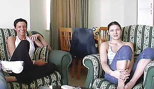 Horny German chicks pleasing their dudes in the living room