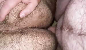 fucking hairy battle-axe from behind convocation them cream on on white cock