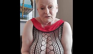 Cross Granny Talking Dirty Coupled with Masturbating With A Dildo