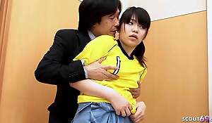 Shy Japanese Teen 18 seduce to Fuck after Sport by age-old Teacher in Uncensored