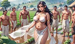 AI Generated Images of Horny Anime Indian women & Elves having amusement & common bath