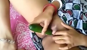 XXX indian bengali boudi masturbating anent cucumber