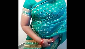 Fantasy Role About A Tamil Amma Wearing Green Saree and Comforting Her Step Son