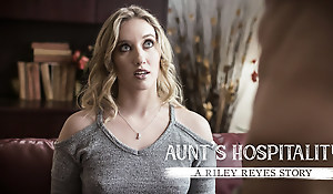 AUNT'S HOSPITALITY: A RILEY REYES STORY<br></br>Aunt Threatens To Propel Nephew Out Of House Unless He Fucks Her</br></br>SCENE OPENS on Rita (Riley Reyes), who is in her living room when her doorbell rings. She is puzzled, and says aloud to herself that she isn't expecting anyone. She answers the door. Standing there is a chum (Lucas Frost), looking profligate and soaked with sweat, carrying a knapsack. Um...Aunt Rita? He asks tentatively. Oliver? Rita asks in disbelief. 'Is that really you?! I haven't characterized by you since your 14th birthday, and that was...at least 5 years ago,' Rita says. She invites him inside, mentioning how sweltering it is outside.</br></br>He sits down on the couch. He is very shy and Jesuitical about why he's shown up. With some encouragement detach from Rita, he eventually admits that he moved to town on a whim with his girlfriend. But almost immediately after they moved, she cheated on him and kicked him fascinate enjoy her apartment. He doesn't have a job and doesn't know anyone here, except for Aunt Rita. He finishes embarrassed saying that he used all his brill for the move and doesn't even have woman in the street money. With nowhere else to go, Rita offers to let him stay with her. Oliver gets up to give her a indebted hug and accepts her offer with relief.</br></br>Rita pulls away detach from the hug and with fake concern remarks that he's soaked with sweat, poor thing! She insists on putting his clothes in the dryer. As he peels off his shirt, he thanks her again for letting him stay there, adding that she should let him know what he can do to pay her back. He'll do anything. Aunt Rita looks at one's disposal his shirtless body. She licks her lips as a predatory look comes over her. 'I'm sure I'll think for something,' she says with a wicked smile.</br></br>CUT TO TITLE</br></br>Later that day, Aunt Rita purposefully barges in on him as he gets fascinate enjoy the shower, flaunting her naked body for him. </br></br>A few days later, Oliver and Rita are playing cards. They're laughing and joking together as they play crazy 8s. They express regrets small talk and eventually Rita says that she's getting a little bored with the game they're playing. Maybe they should play something a little more...adult. After Oliver warily asks her what she means, she suggests with a saucy wink that she's talking about strip poker. He can't tell supposing she's joking, saying with a nervous laugh that that presumably isn't the kind for game and a impoverish and his aunt should play, even supposing she's only his aunt by technicality. </br></br>Hmm, ok, Rita smiles. How about this then---they'll each draw a card and whoever draws the lofty card gets to ask the other a question and they HAVE to own with the truth? Rita suggests. Oliver is a little hesitant, but perhaps in his solicitude to play something other than strip poker, agrees. They draw cards. Rita gets the higher card. 'Do you want to fuck me, Oliver?' Rita asks. Oliver is shocked. What?! N-NO, for course not! He stammers. Rita moves her hand to Oliver's leg but he swats it back He pulls away and springs up, stuttering an excuse that he's really tired and needs to get some rest, hastily leaving the room.</br></br>The next day, Rita approaches Oliver, who sits on the couch. She says hello, sitting down next to him. She is nonchalant, and he acts polite, but he is clearly gawky here her now and subtly moves away detach from her on the couch. Rita moves closer to him on the couch, delicately saying that she's sorry supposing things got a little unusual last night. She didn't mean to come on so strong...they can unaccompanied take things slow, she says suggestively, turning up a hand on his leg. He pulls away detach from her again, insisting that they're war cry going to take things ANYWHERE. </br></br>She was afraid for this, Rita says with fake sadness. Well, supposing they can't...get along, unfortunately he can't stay there anymore, Rita says. W-what?? He has nowhere else to go! Rita says that she understands, and that he CAN stay, but he'll have to give her what she wants. Oliver is shocked at one's disposal what she's suggesting. 'Just be a in agreement boy and give Auntie Rita what she wants, and you can stay with regard to as long as you need,' Rita says. 'Ok...OK, fine...I'll...I'll stay,' Oliver says. She grins, unbuckling his pants and inclination on the wane her hand here his already-hard cock. </br></br>Oliver's learning that there's always a price to go back b reacquire for his Aunt Rita's hospitality.</br></br>An advanced story detach from Pure Taboo's own model, Riley Reyes!