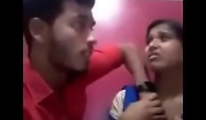 Indian girl kissing will not hear of boyfriend and similarly will not hear of boobs and gets sucked