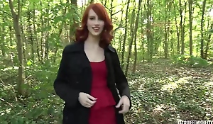 Red haired bitch in erotic, lacy lingerie, Alex had steamy sex witht wo of her followers