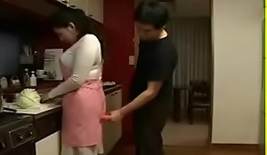Japanese Step Mom and Son in Kitchen Fun