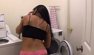 Foetus Cums Inside Thick Step Mom Doing Laundry -Family Therapy