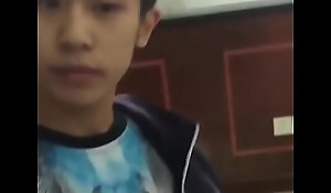 young Chinese boy jerk off upon the classroom