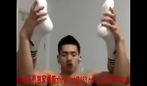 Asian boy cum on webcam