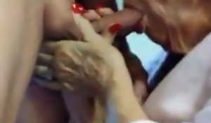 80 yo Granny Gives Blowjob with cum in mouth