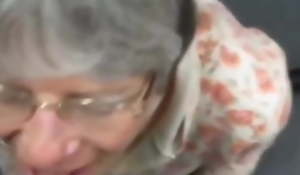 Neighbor granny gave me blowjob added to let me cum in her indiscretion