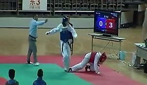 Taekwondo kick rubble the fight