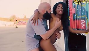Dark-skinned playboy anent natural boobs gets pounded outdoors