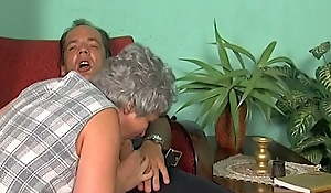 Granny rolls her eyes on account of a big cock is stuck in her ass